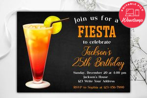 Printable Margarita Fiesta Birthday Invitation Instant Download