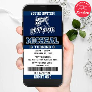 Electronic Penn State Nittany Lion Ticket Electronic Invite Birthday Invitation Instant Download