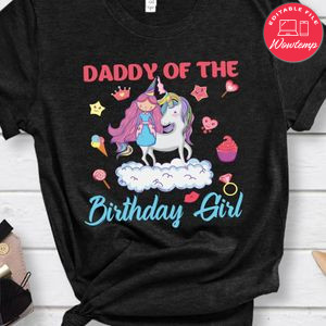 Daddy Of The Birthday Girl Unicorn  T Shirt