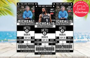 Brooklyn Nets Ticket Birthday Editable Template Instant Download