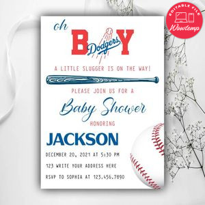 Dodgers Baby Shower Invitation Template to Print at Home Instant Download