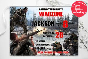 Call Of Duty Birthday Invitation Instant Download