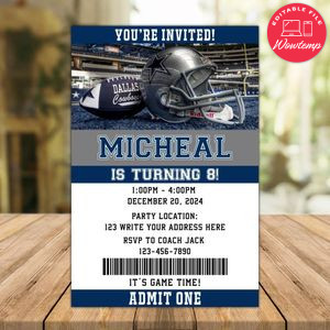 Dallas Cowboys Birthday Invitation Instant Download