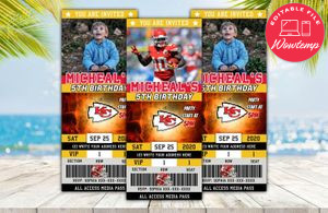 Editable Kansas City Chiefs Birthday Ticket Invitation DIY