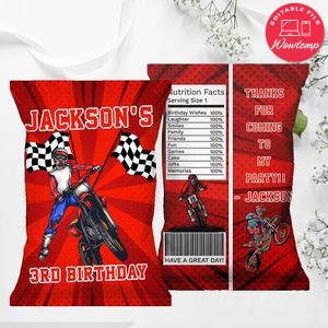 Printable Dirt bike Birthday Chip Bags Instant Download