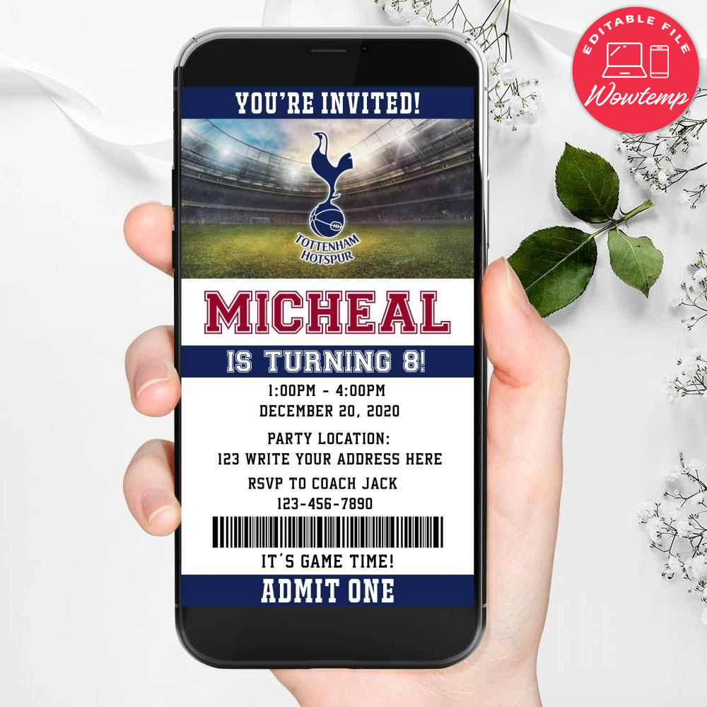 Electronic Tottenham Birthday Flyer Instant Download