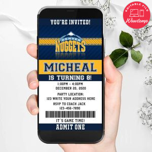 Electronic Denver Nuggets Ticket Electronic Invite Birthday Invites Instant Download