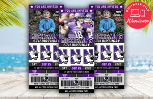 Editable Northwestern Wildcats Birthday Ticket Invitations Instant Download