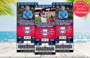 Editable Philadelphia Phillies Birthday Ticket Invitation Instant Download