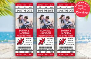 Editable New Jersey Devils Save The Date Wedding Engagement Announcement Ticket Invitation Instant Download