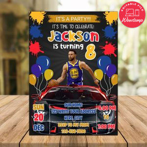 Stephen Curry Golden State Warriors Drive By Birthday Parade Invitation Printable Instant Download
