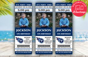 Printable Tennessee Titans Birthday Ticket With Photo Invitation Instant Download