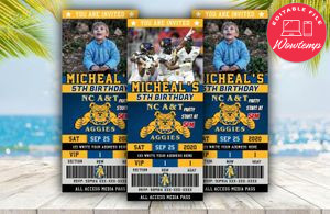 Editable North Carolina A&T Birthday Ticket Invitations Instant Download