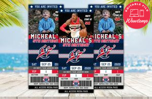 Editable Washington Wizards Birthday Ticket Invite Instant Download