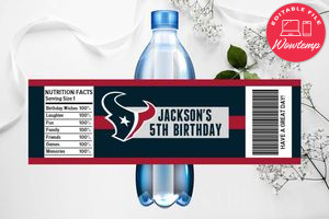 Printable Houston Texans Water Bottle Labels Instant Download