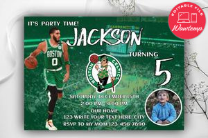 Boston Celtics Birthday Flyer Template to Print at Home Instant Download
