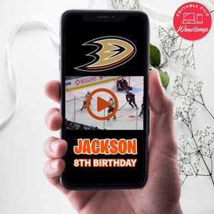Anaheim Ducks Birthday Video Invitation Digital Template Customizable Instant Download