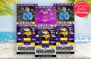 Editable Minnesota Vikings Birthday Ticket Invite Instant Download