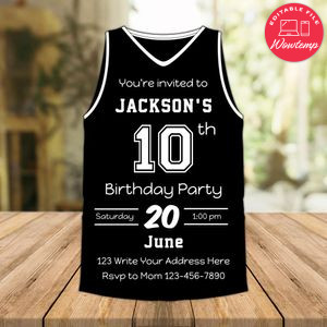 Basketball Jersey Birthday Invitation Instant Download