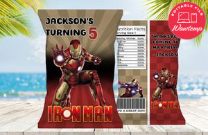 Editable Iron Man Birthday Chip Bags Instant Download