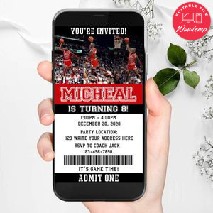Electronic Jordan Ticket Electronic Invite Birthday Invitations DIY