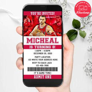 Electronic Chicago Bulls Ticket Electronic Invite Birthday Invitations Instant Download