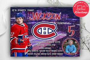 Montreal Canadiens Birthday Invitation Template to Print at Home Instant Download