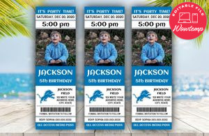 Printable Detroit Lions Birthday Ticket With Photo Invitation Instant Download