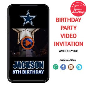 Ezekiel Elliott Birthday Video Invitation Digital Template Customizable Instant Download