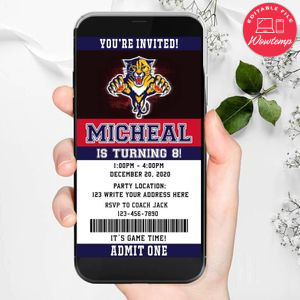 Electronic Florida Panthers Birthday Invitation Instant Download