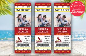  St. Louis Cardinals Save The Date Wedding Engagement Announcement Ticket Invitation Instant Download