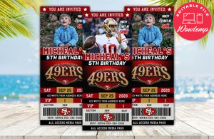 Editable San Francisco 49ers Birthday Ticket Invites DIY