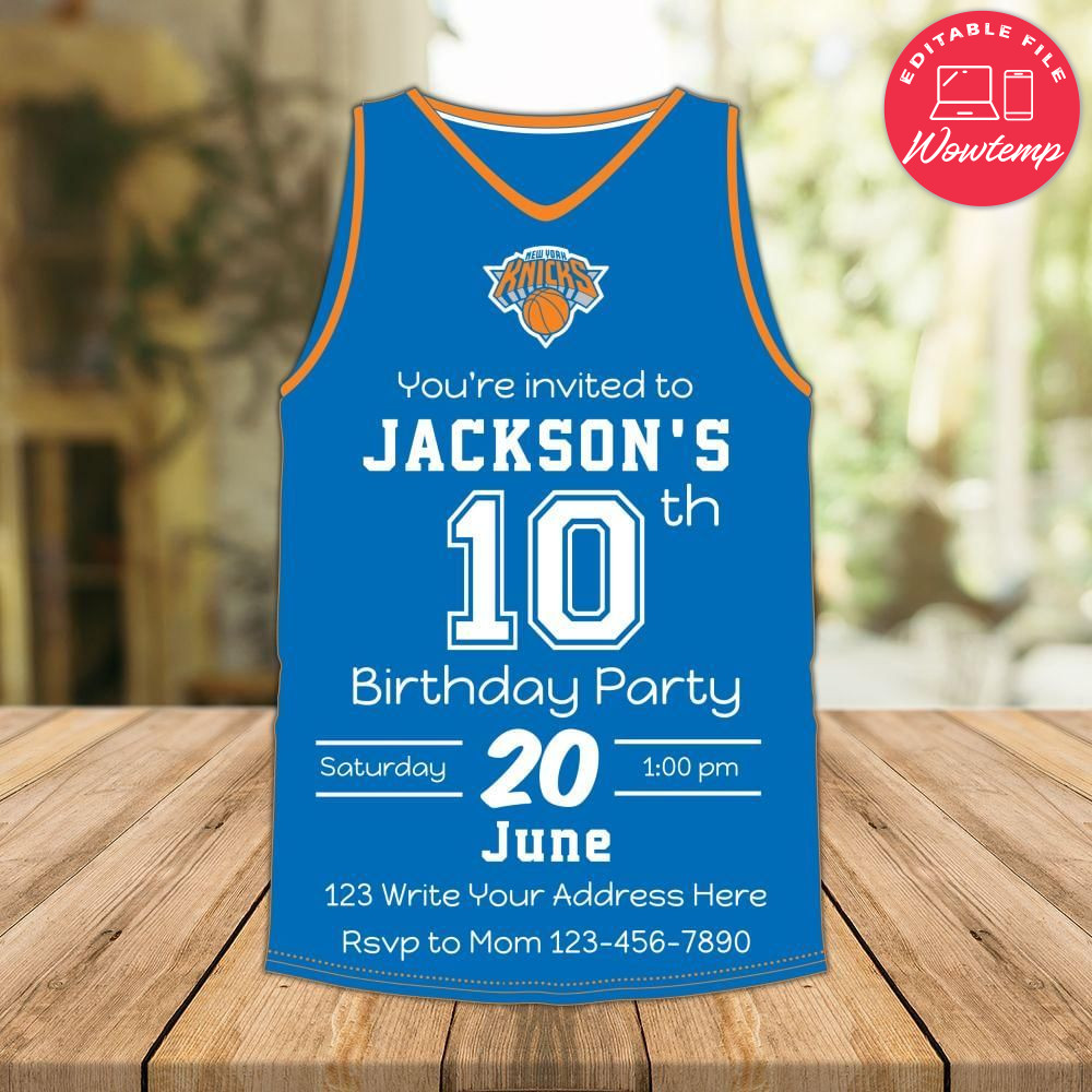 New York Knicks Jersey Birthday Flyer Instant Download
