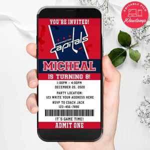 Electronic Washington Capitals Ticket Electronic Invite Birthday Invites Instant Download