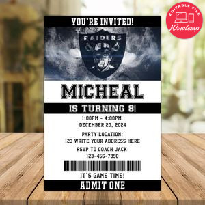 Las Vegas Raiders Birthday Invitation Instant Download