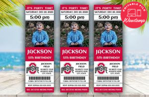 Printable Ohio State Buckeyes Birthday Ticket With Photo Invitation Instant Download