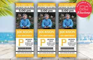 Pittsburgh Pirates Birthday Ticket With Photo Invitation Instant Download