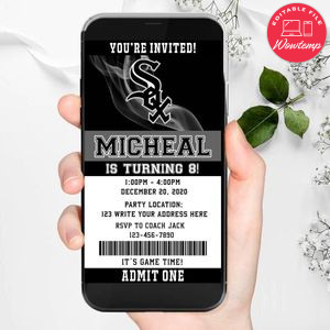 Electronic Chicago White Sox Birthday Invitation Instant Download