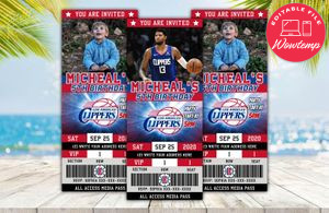 Editable Los Angeles Clippers Birthday Ticket Invite Instant Download
