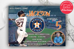 Houston Astros Birthday Invitation Template to Print at Home Instant Download
