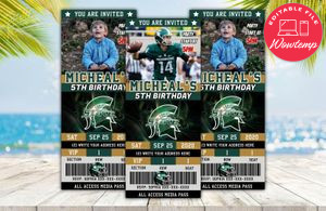 Editable Michigan State Spartans Football Birthday Ticket Invitations Instant Download