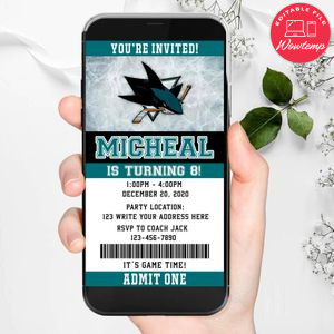 Electronic San Jose Sharks Ticket Electronic Invite Birthday Invitations Instant Download