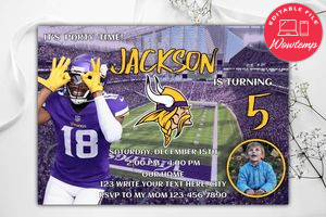 Minnesota Vikings Birthday Invitation Template to Print at Home Instant Download