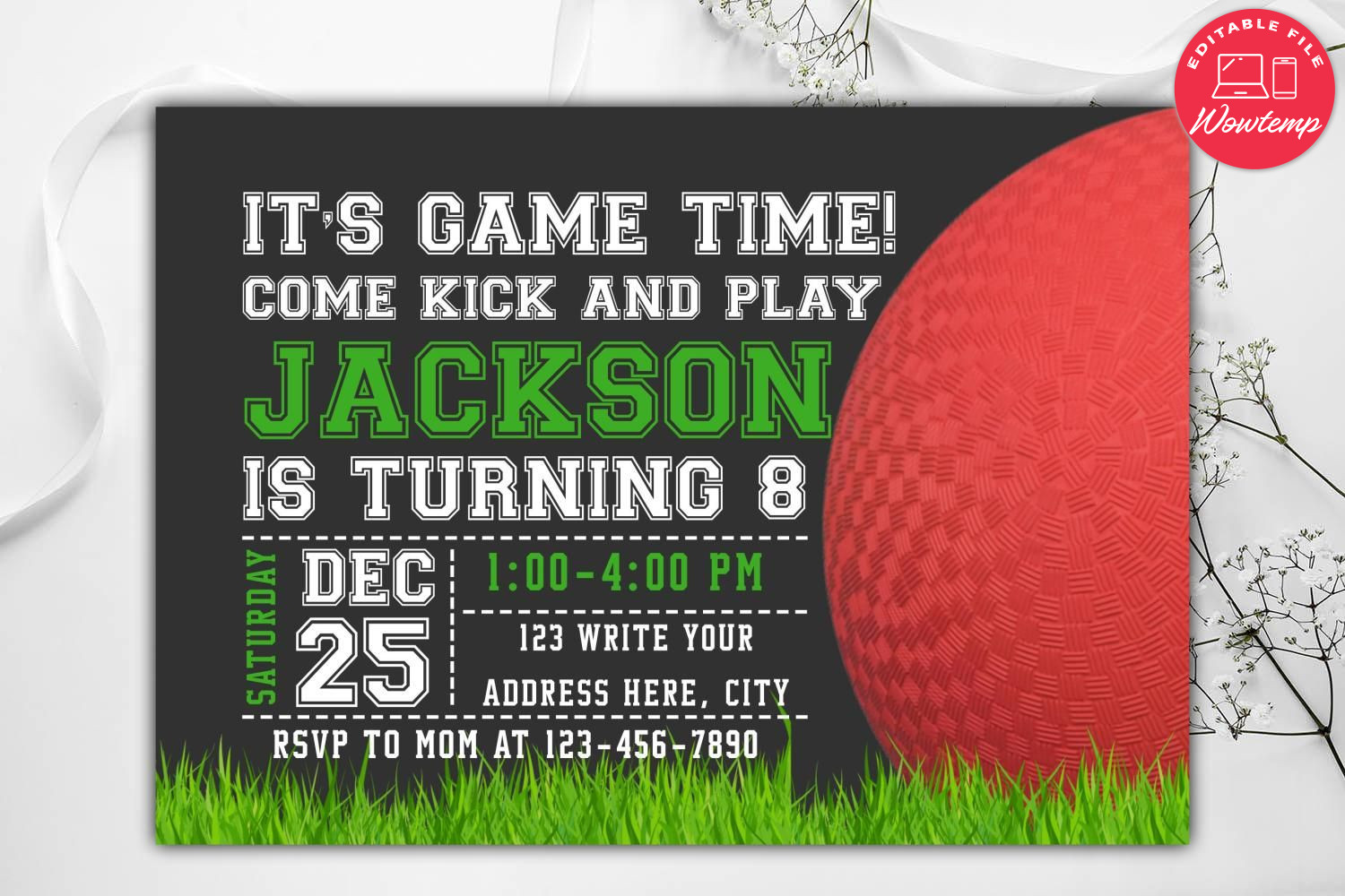 Kickball Birthday Invitation Instant Download | Wowtemp