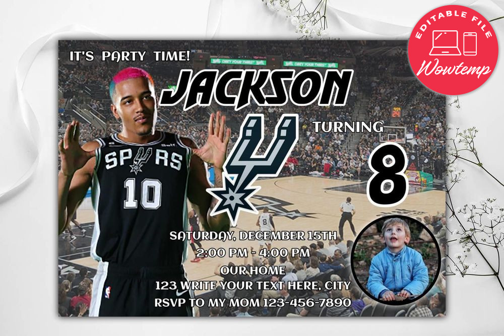 San Antonio Spurs Birthday Flyer Template to Print at Home Instant Download