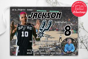 San Antonio Spurs Birthday Flyer Template to Print at Home Instant Download