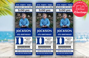 Printable Blue Devils Duke Birthday Ticket With Photo Invitation Instant Download