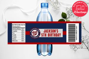 Printable Washington Nationals Water Bottle Labels Instant Download