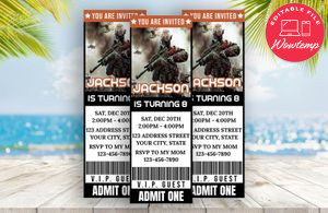 Call of Duty Ticket Birthday Editable Template 2 Instant Download