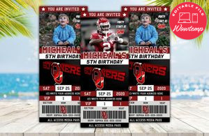 Editable Oklahoma Sooners Birthday Ticket Invitations Instant Download